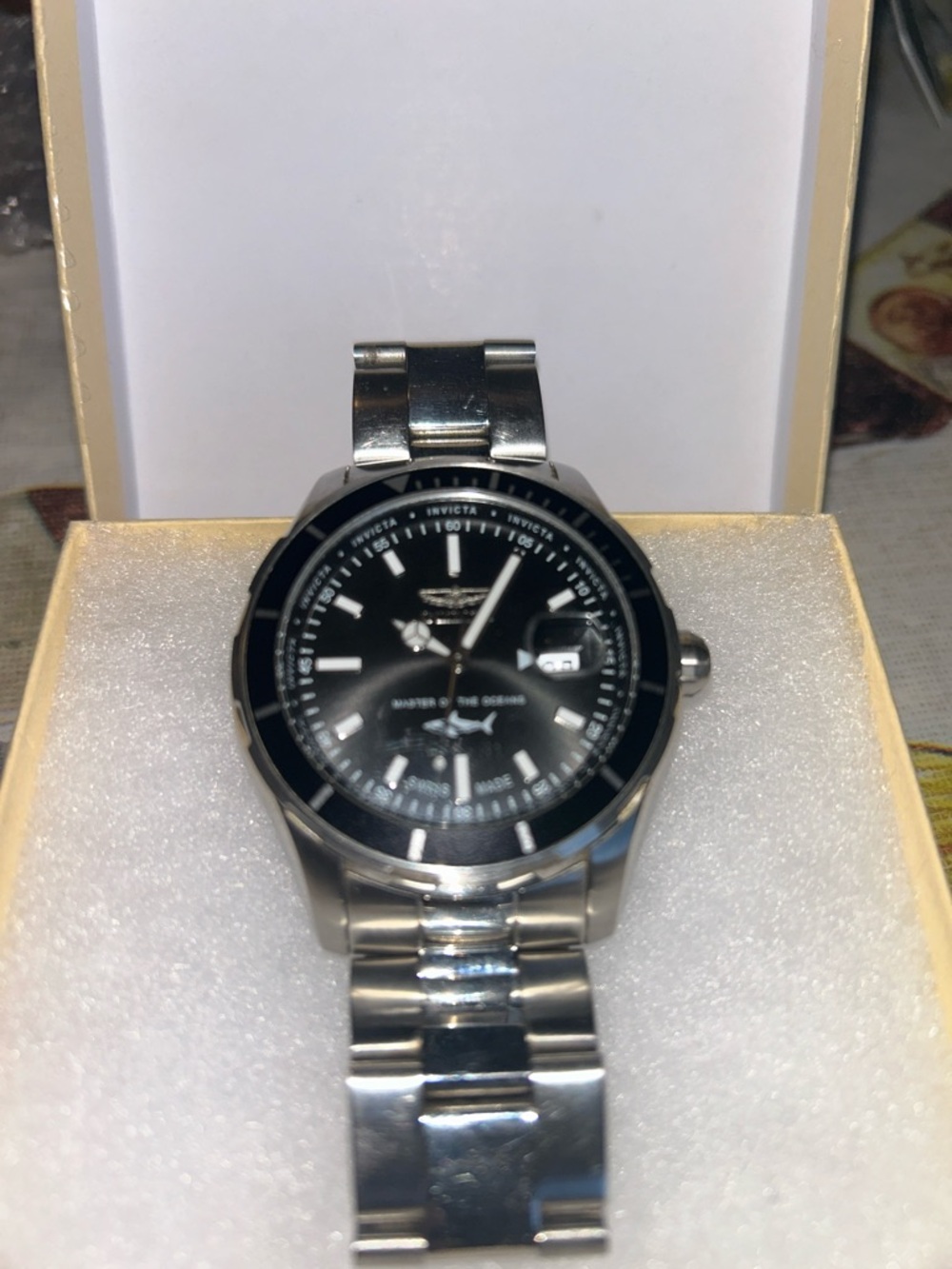 Invicta Silver-Tone Watch with Black Dial